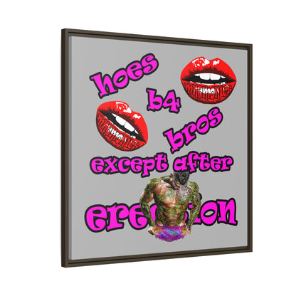 hoes b4 bros - framed canvas art (light grey)
