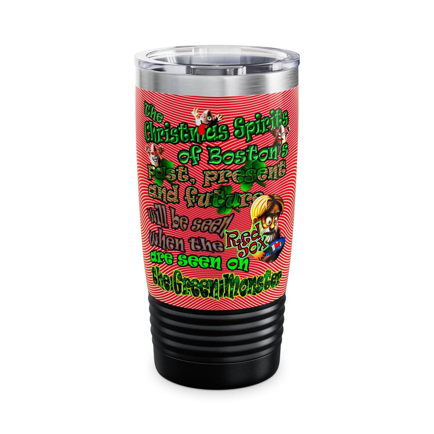 christmas spirits of boston - Ringneck Tumbler, 20oz (yellow-orange wave)