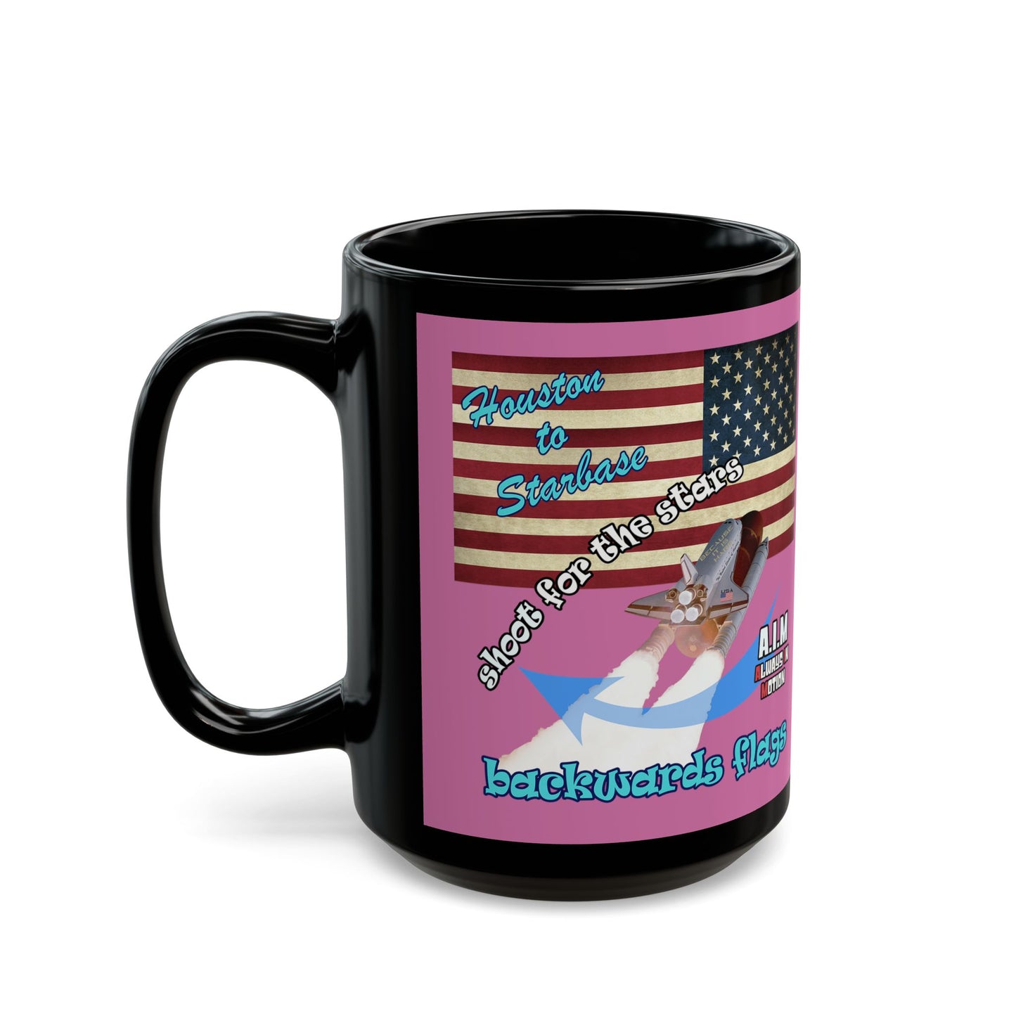 shoot for the stars - Black Mug (light pink)