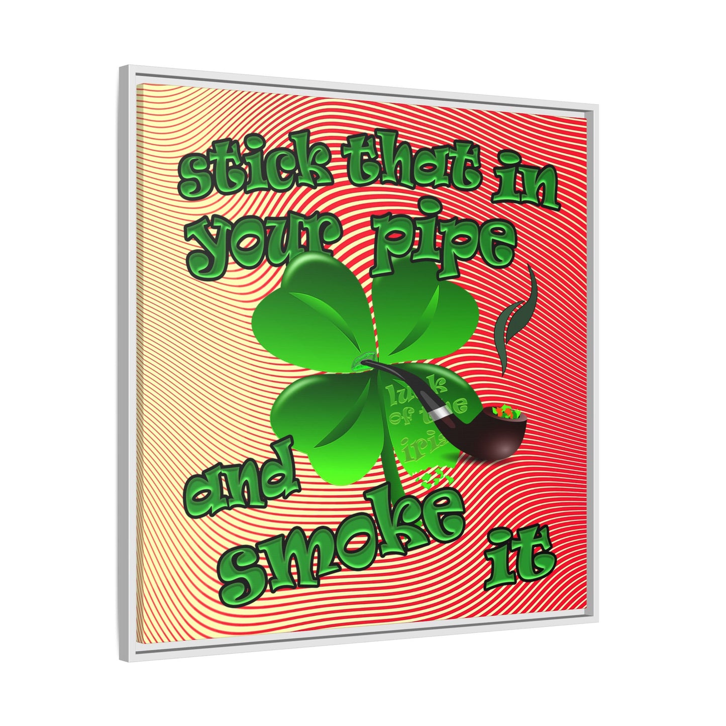 stick that in your pipe and smoke it - framed canvas art (yellow-orange wave)
