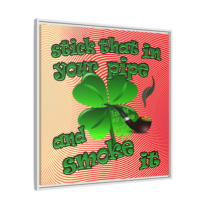 stick that in your pipe and smoke it - framed canvas art (yellow-orange wave)