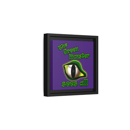 green monster - framed canvas art (purple)