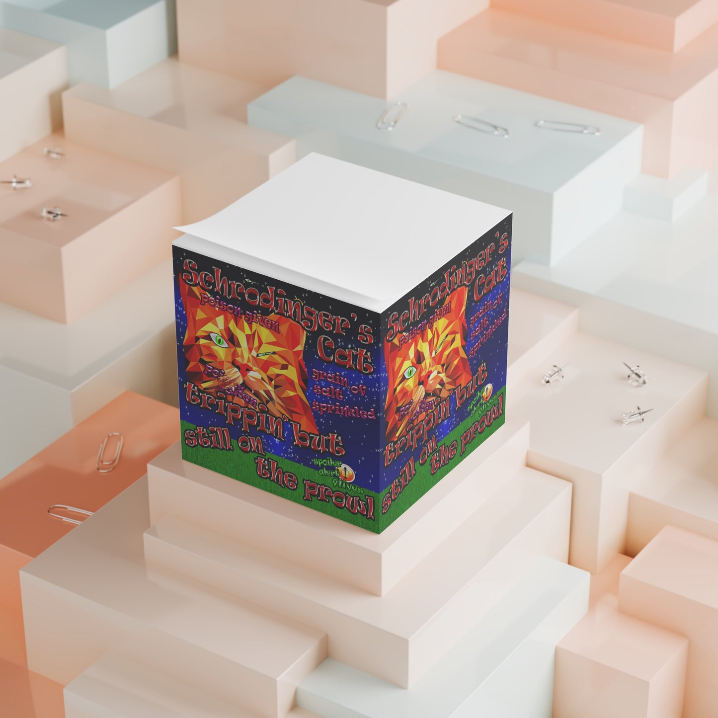 schrodinger's cat - note cube ('snoops' background)