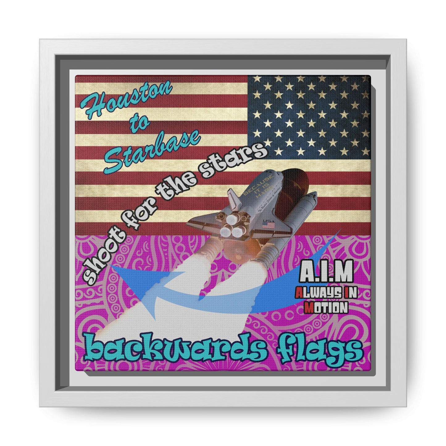 shoot for the stars - framed canvas art (pink swirl)
