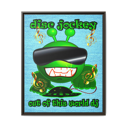 disc jockey - framed canvas art (faded blue)