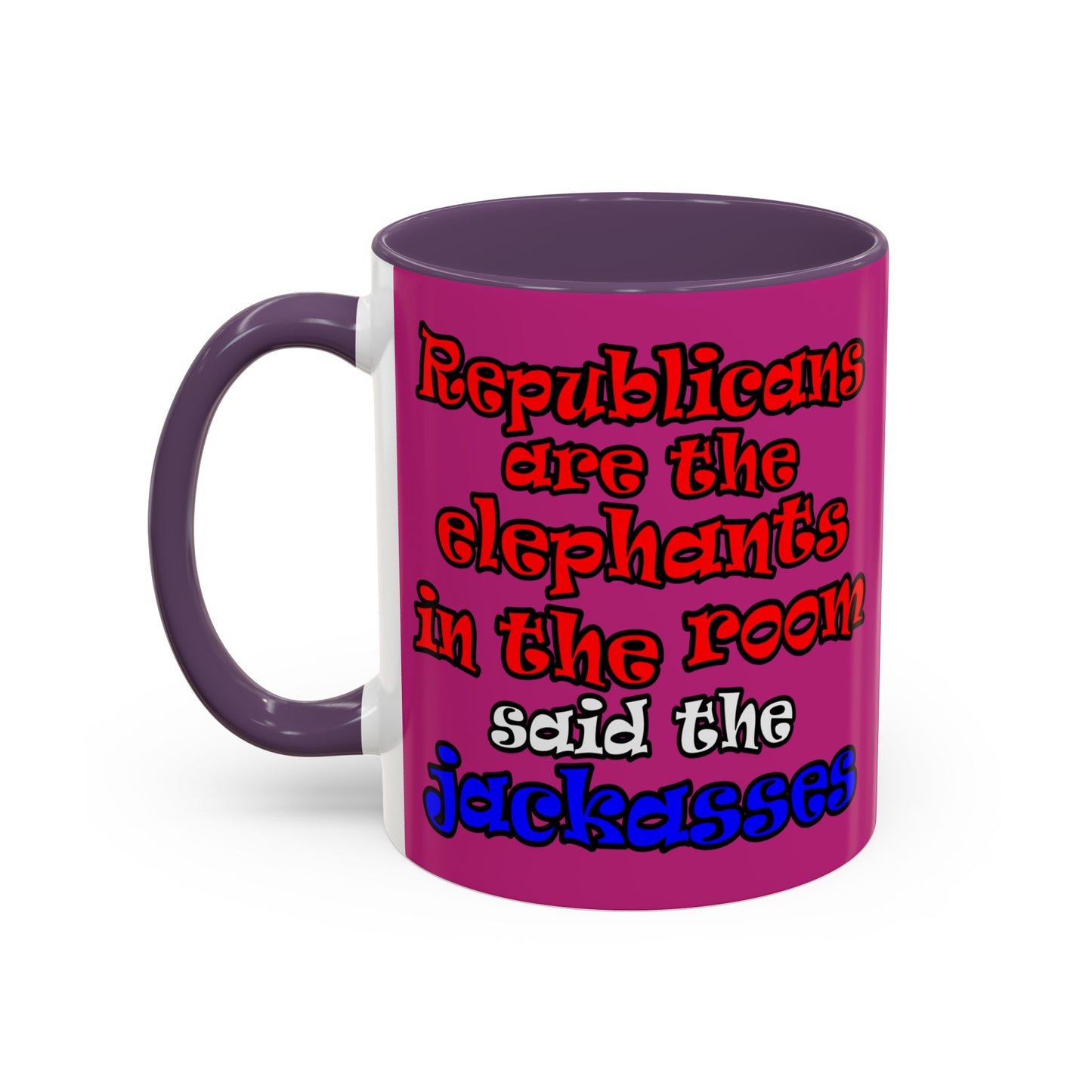 donkeys and elephants - Accent Mug (pink)