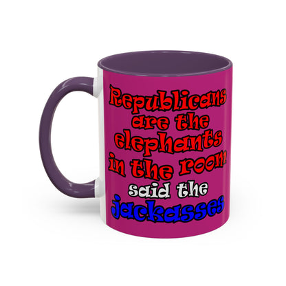 donkeys and elephants - Accent Mug (pink)