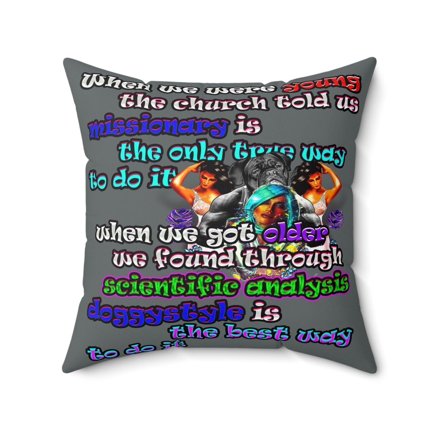 doggystyle - Spun Polyester Square Pillow - (dark grey)