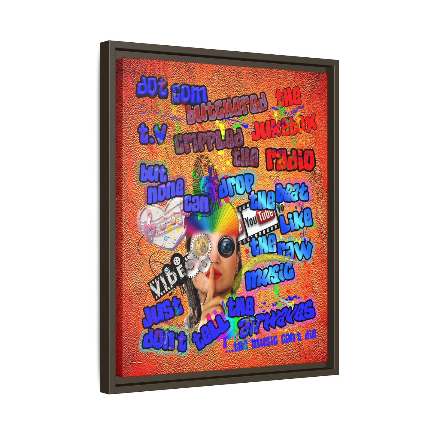 drop the beat - framed canvas art (burnt orange)