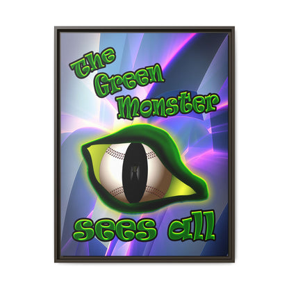 green monster - framed canvas art (grey-pink wave)