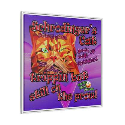 schrodinger's cat - framed canvas art (purple-pink wave)