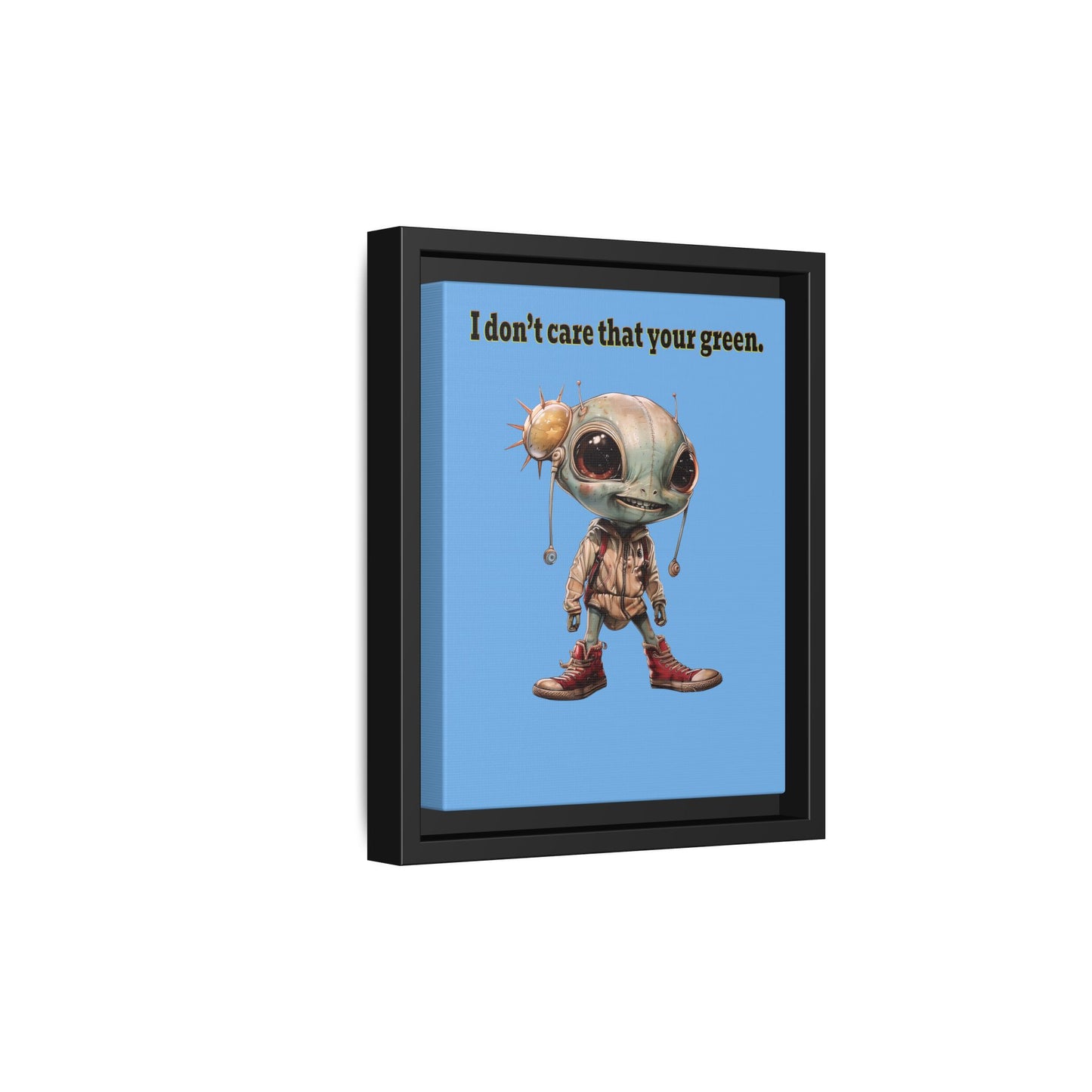 I don't care that your green - framed canvas art (light blue)