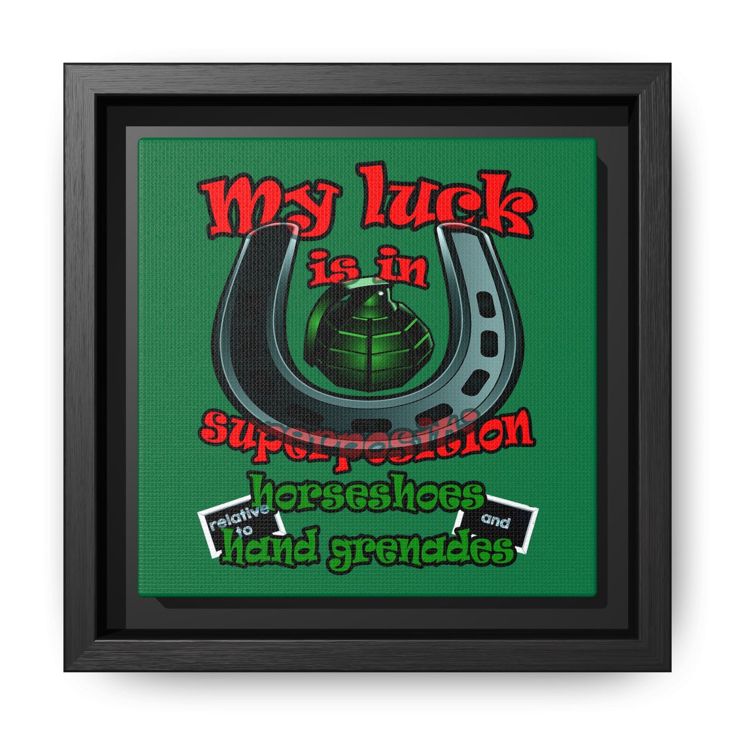 my luck - framed canvas art (dark green)