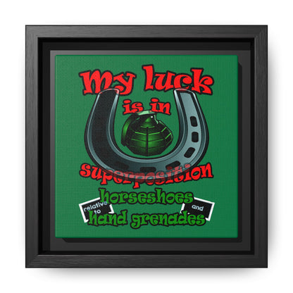 my luck - framed canvas art (dark green)