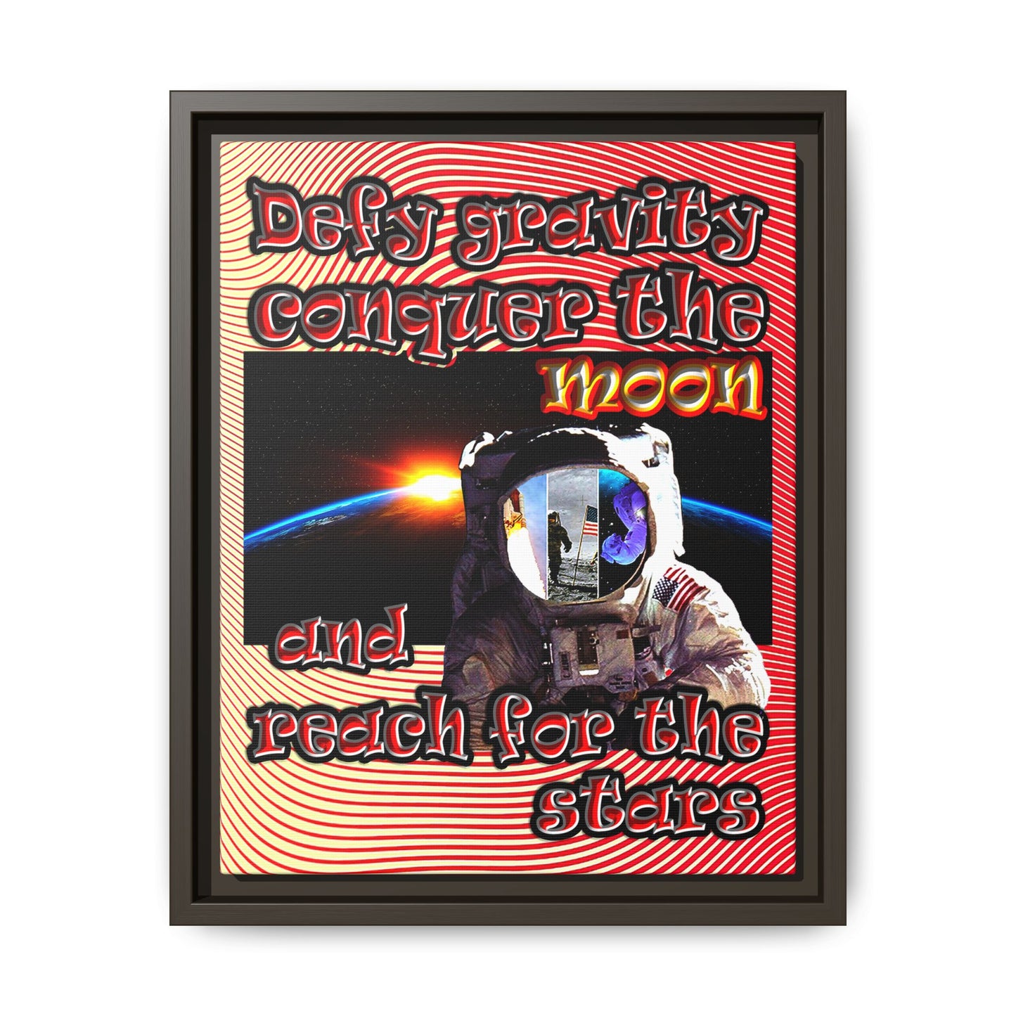 defy conquer reach - framed canvas art (yellow-orange wave)