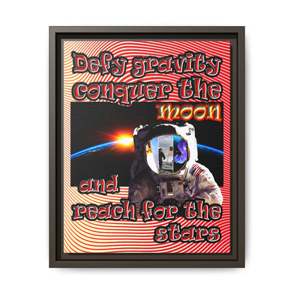 defy conquer reach - framed canvas art (yellow-orange wave)