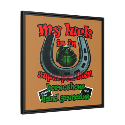 my luck - framed canvas art (light brown)