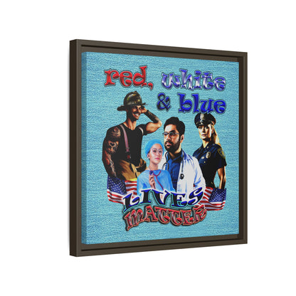 rw&b lives matter - framed canvas art (faded blue)