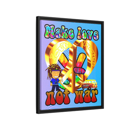 love peace - framed canvas art (light blue-purple wave)
