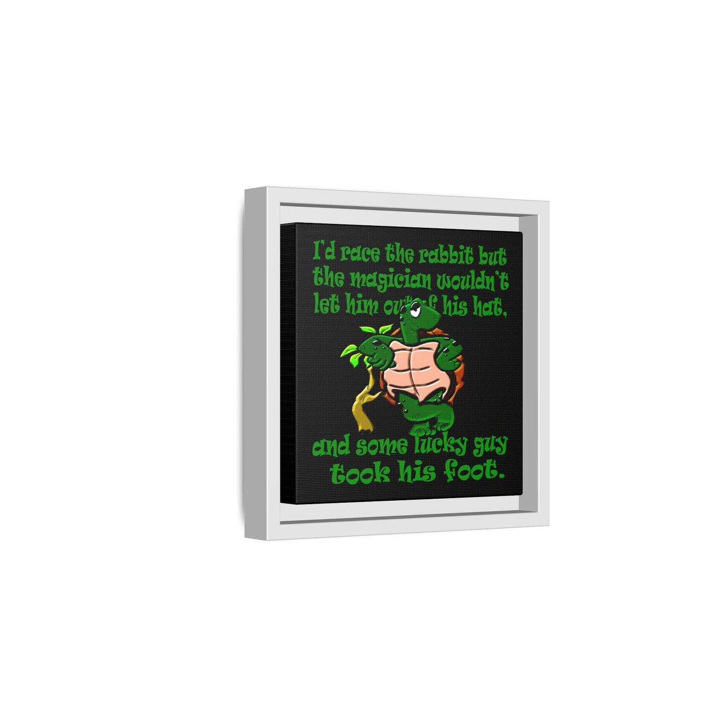 turtle race - framed canvas art (black)