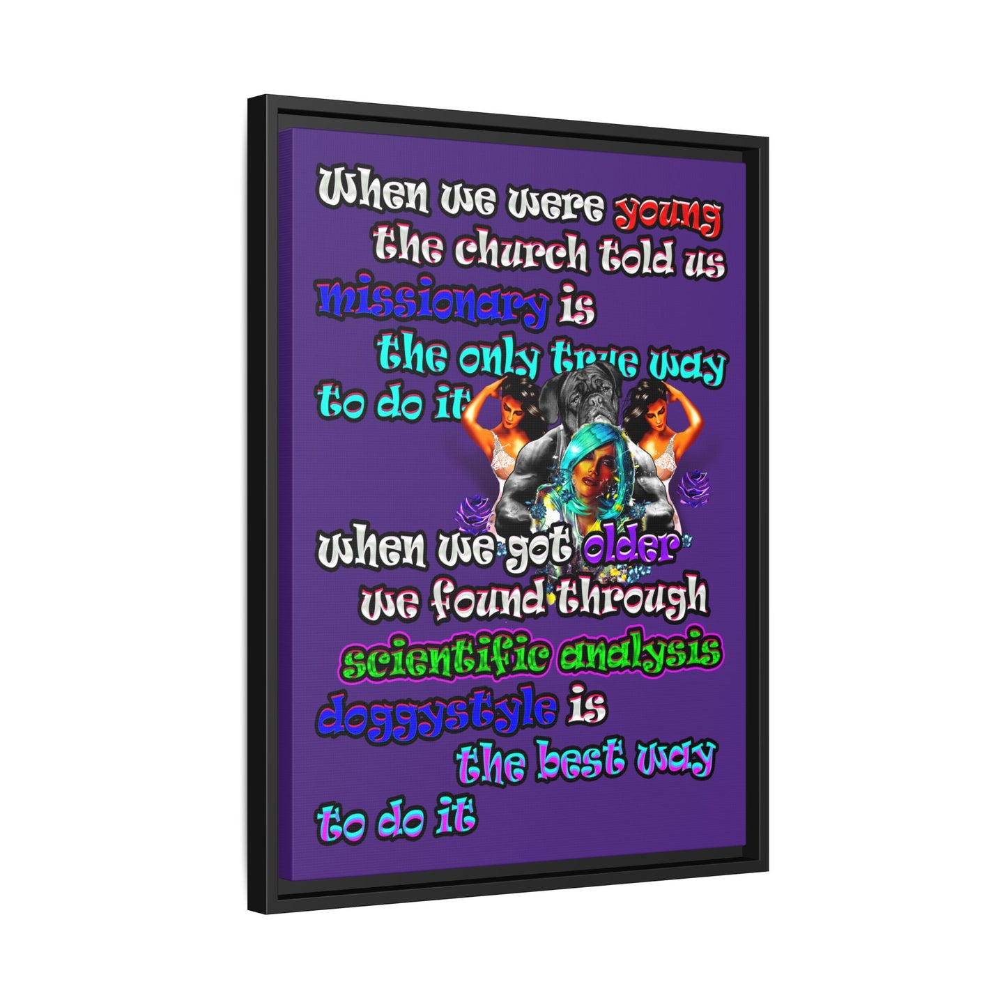 doggystyle - framed canvas art (purple)