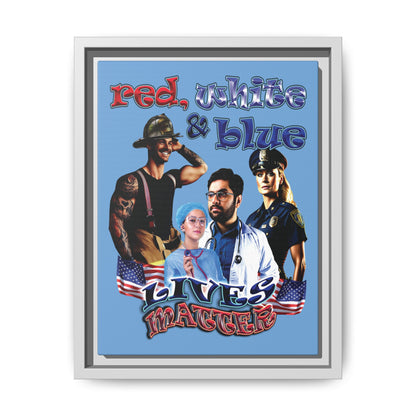 rw&b lives matter - framed canvas art (light blue)