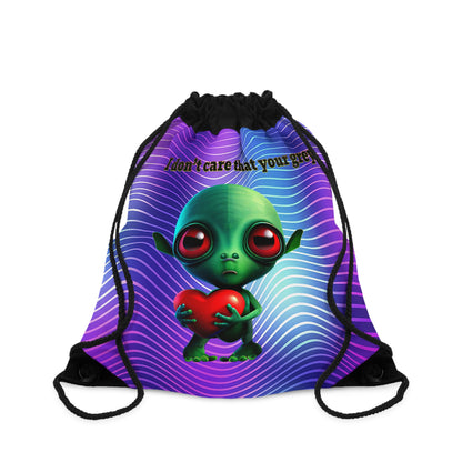 I don't care that your grey - Drawstring Bag (purple wave)