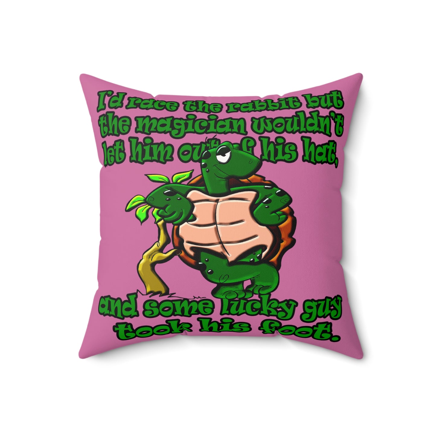 turtle race - Faux Suede Square Pillow - (light pink)