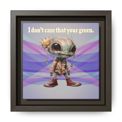 I don't care that your green - framed canvas art (light blue-pink wave)
