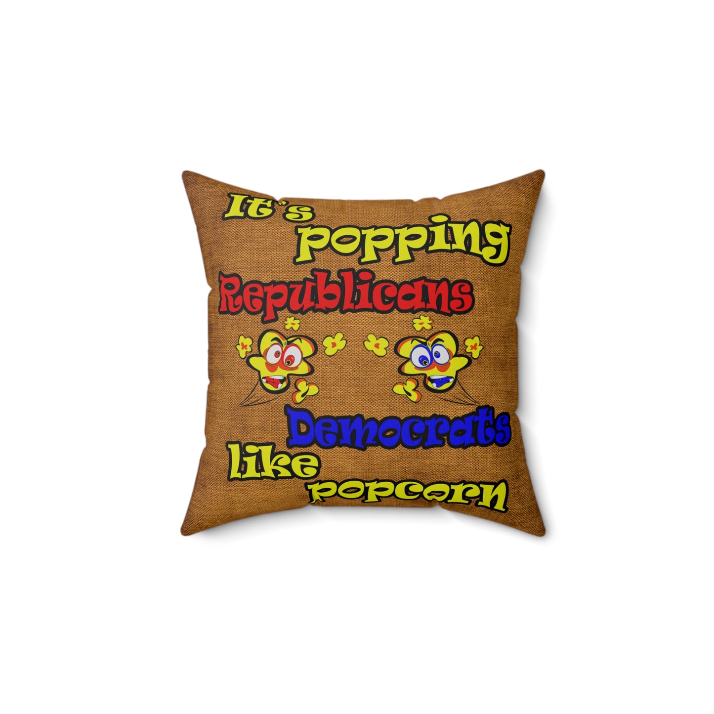 popping like popcorn - Spun Polyester Square Pillow - (dichromatic brown papyrus)