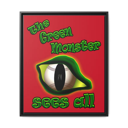 green monster - framed canvas art (dark red)