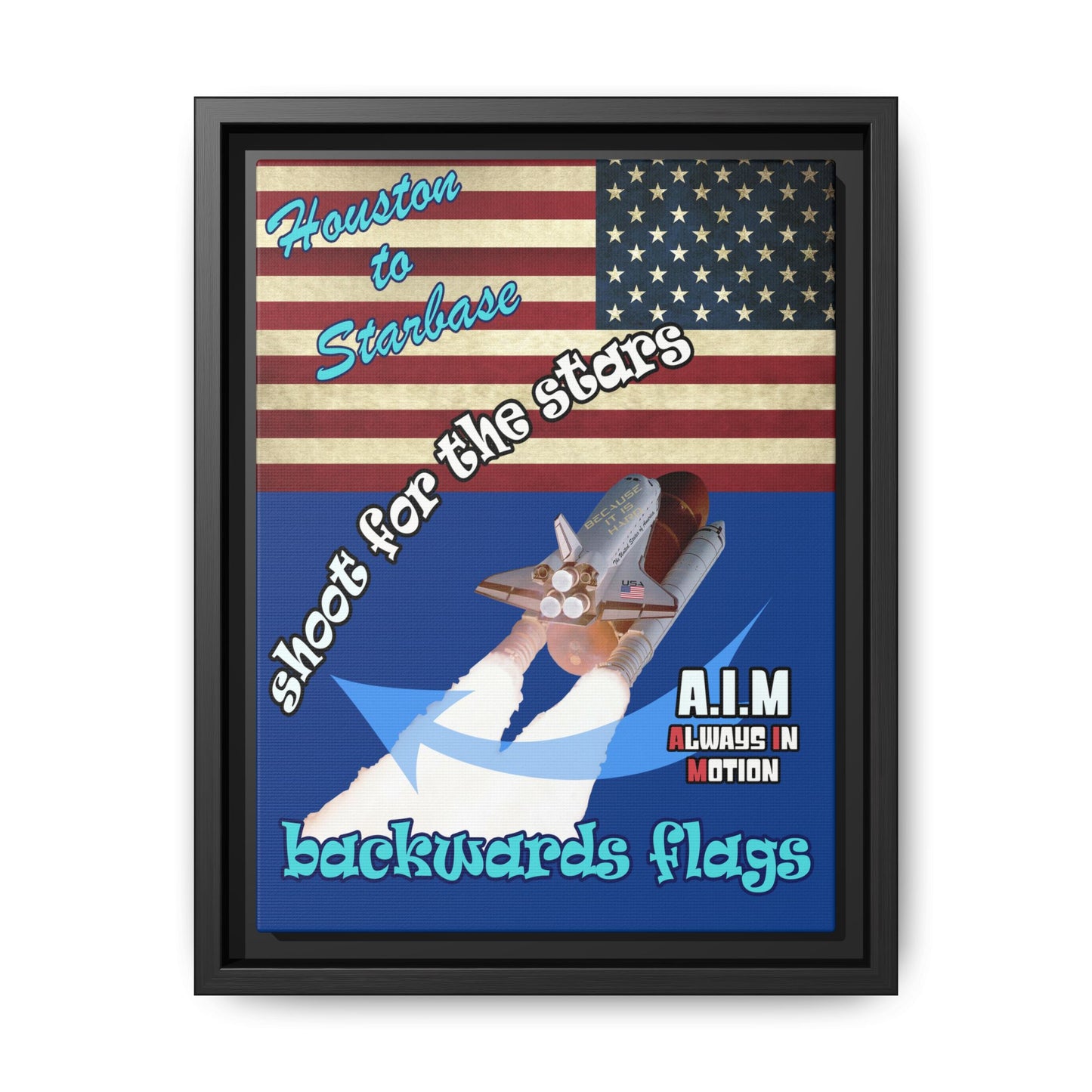 shoot for the stars - framed canvas art (dark blue)