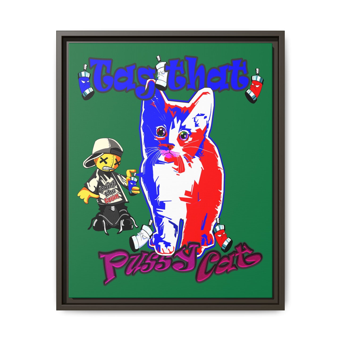 tag that - framed canvas art (dark green)