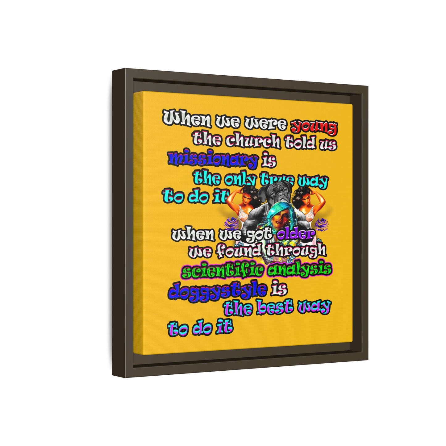doggystyle - framed canvas art (yellow)