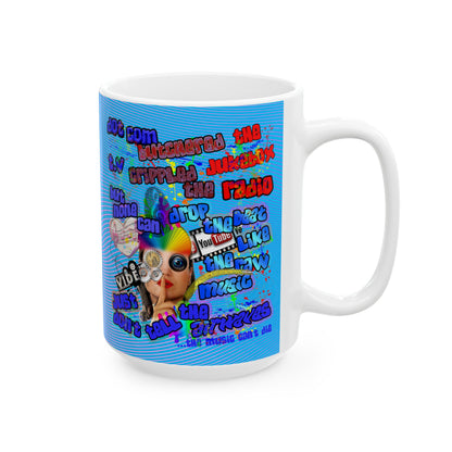 drop the beat - White Mug (light blue-purple wave)