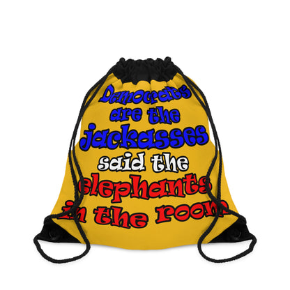 donkeys and elephants - Drawstring Bag (yellow)