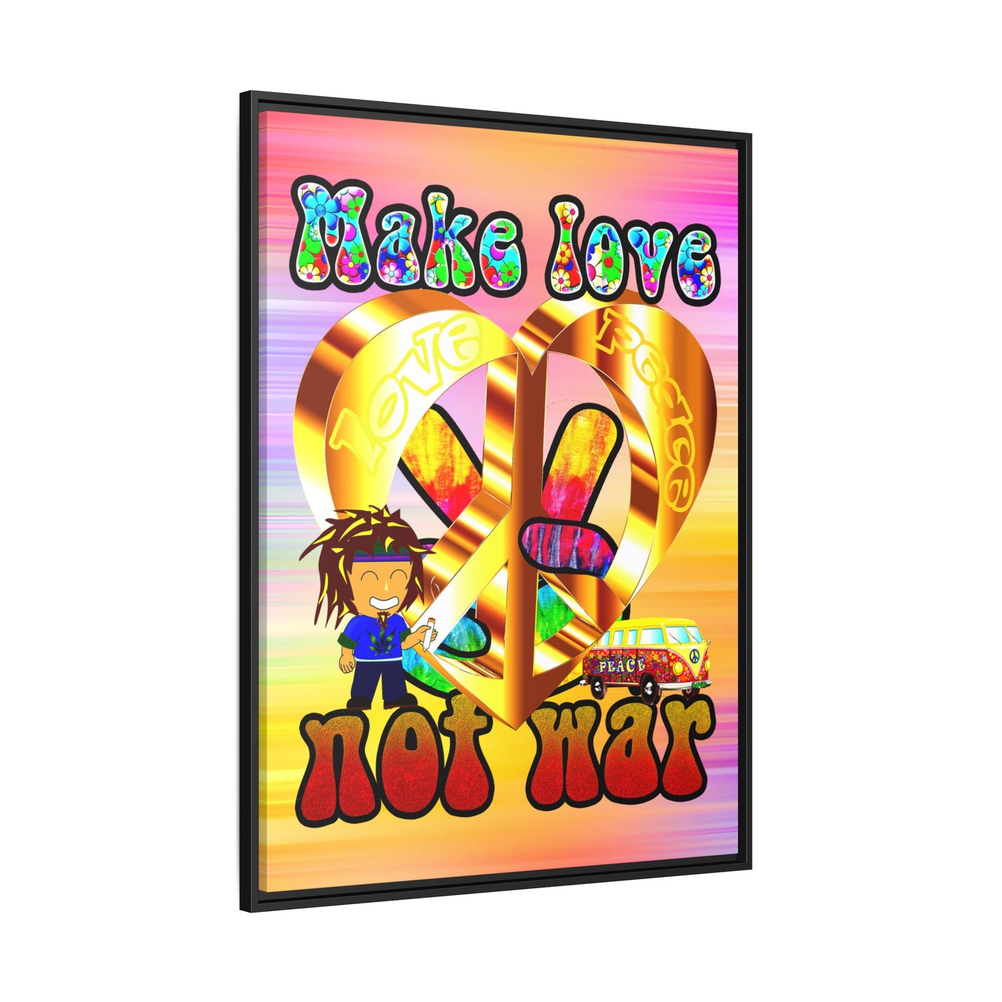 love peace - framed canvas art (color blur)