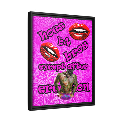 hoes b4 bros - framed canvas art (pink swirl)