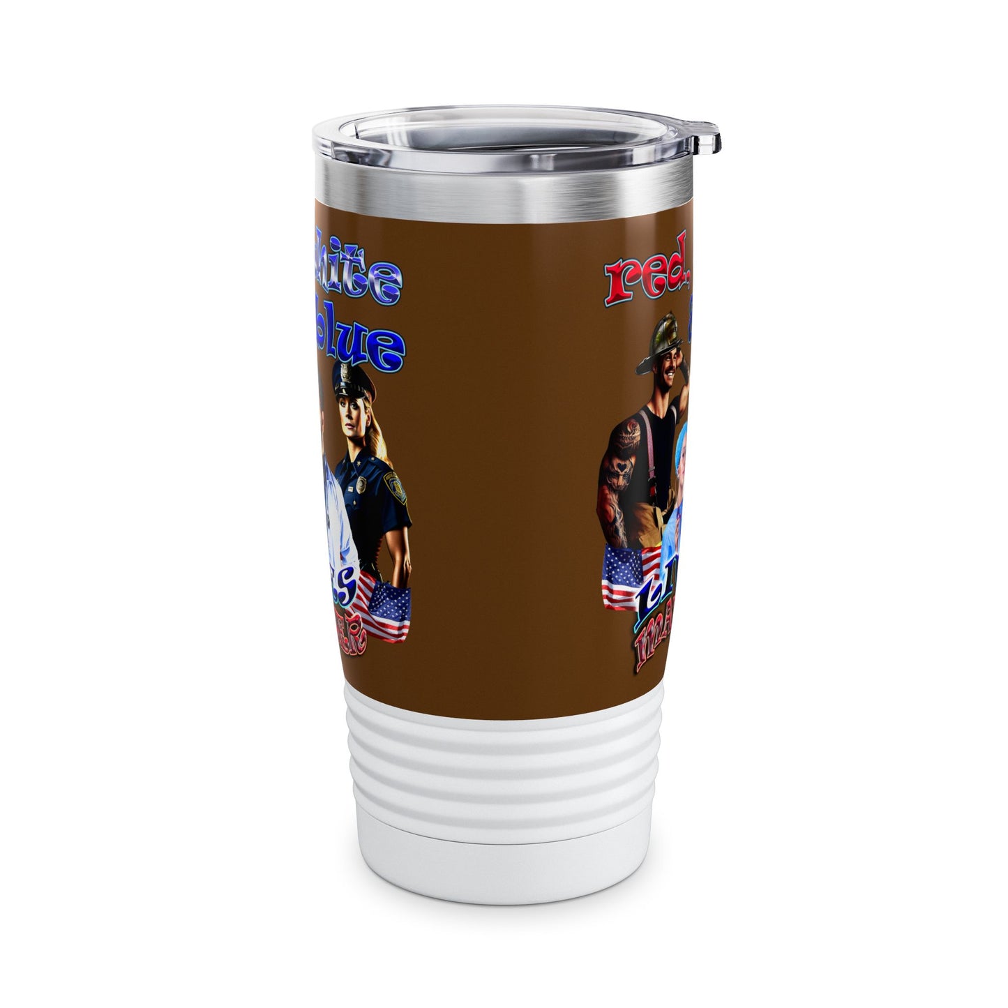 rw&b lives matter - Ringneck Tumbler, 20oz (brown)