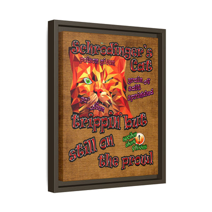 schrodinger's cat - framed canvas art (brown papyrus)
