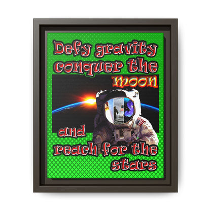 defy conquer reach - framed canvas art (logo green)
