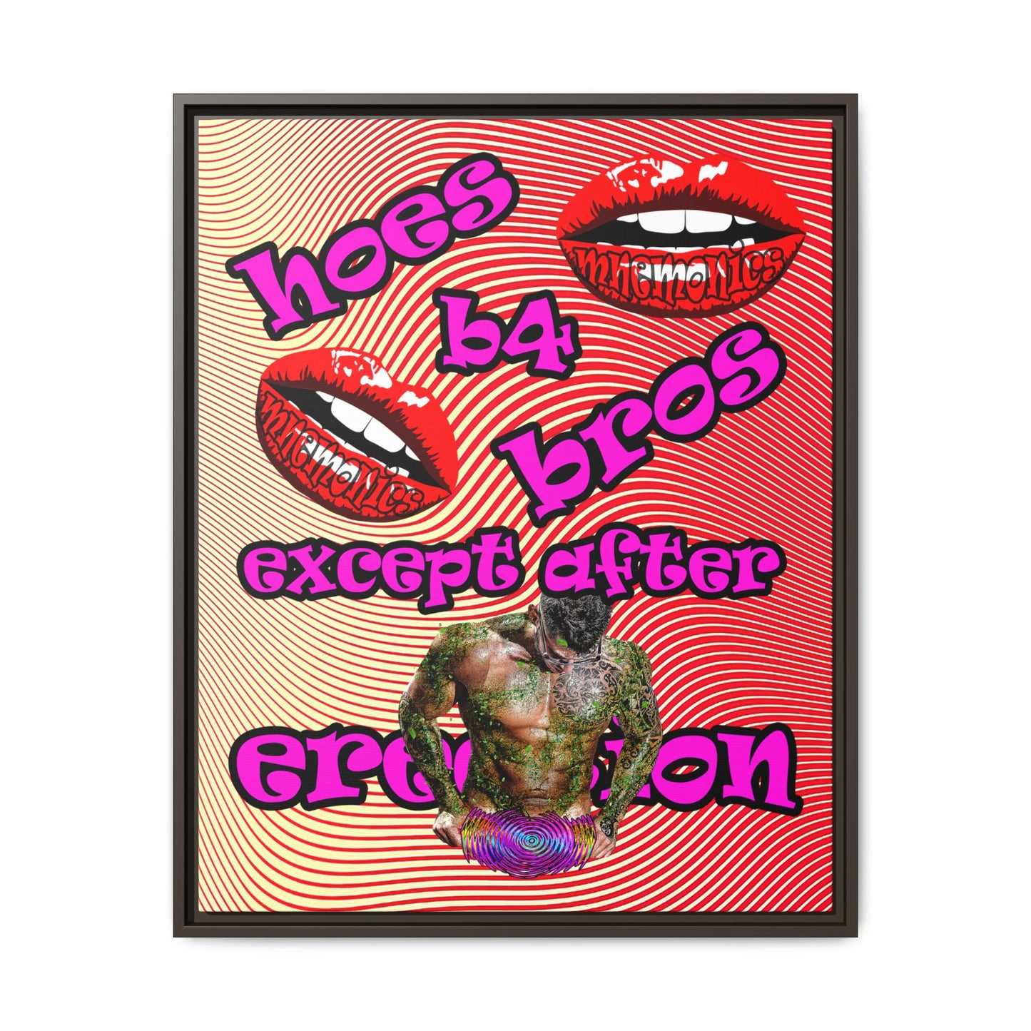 hoes b4 bros - framed canvas art (yellow-orange wave)