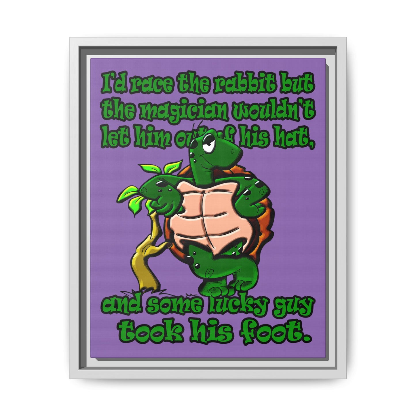 turtle race - framed canvas art (light purple)