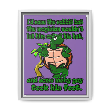 turtle race - framed canvas art (light purple)
