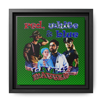 rw&b lives matter - framed canvas art (logo green)