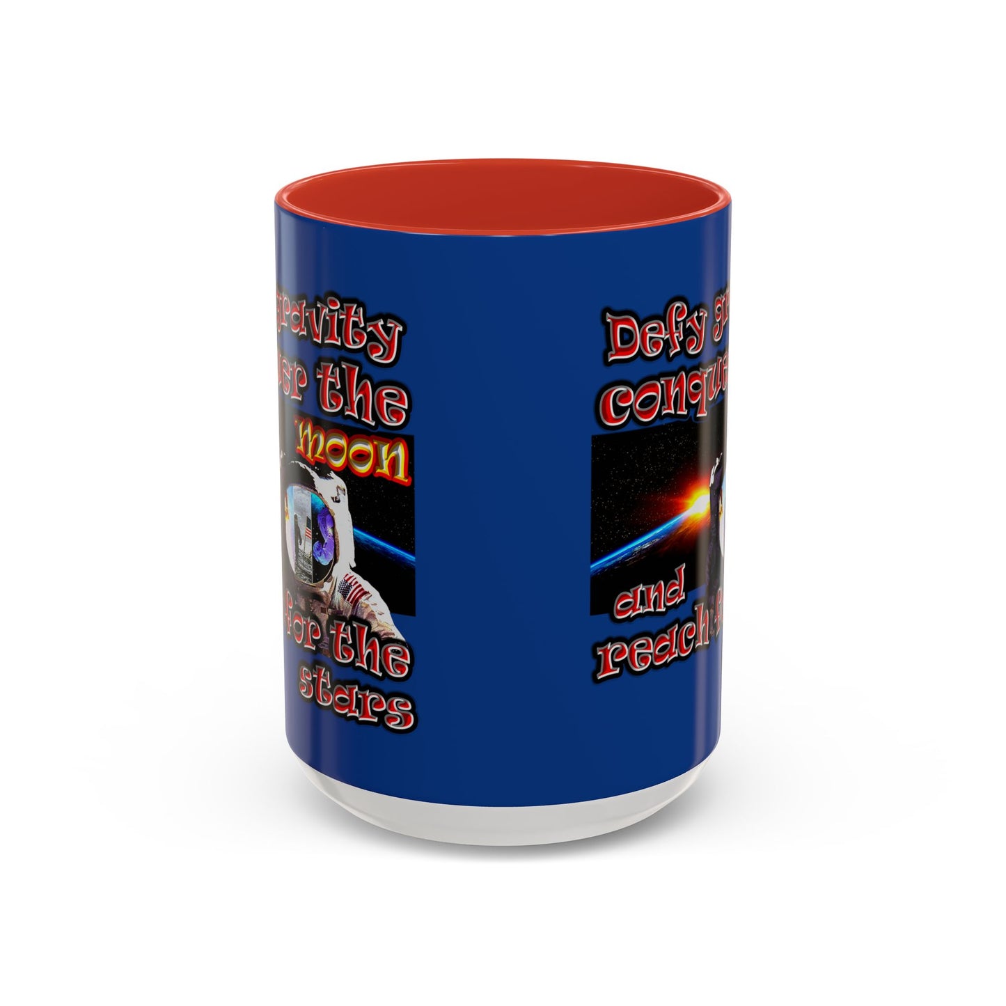 defy conquer reach - Accent Mug (dark blue)