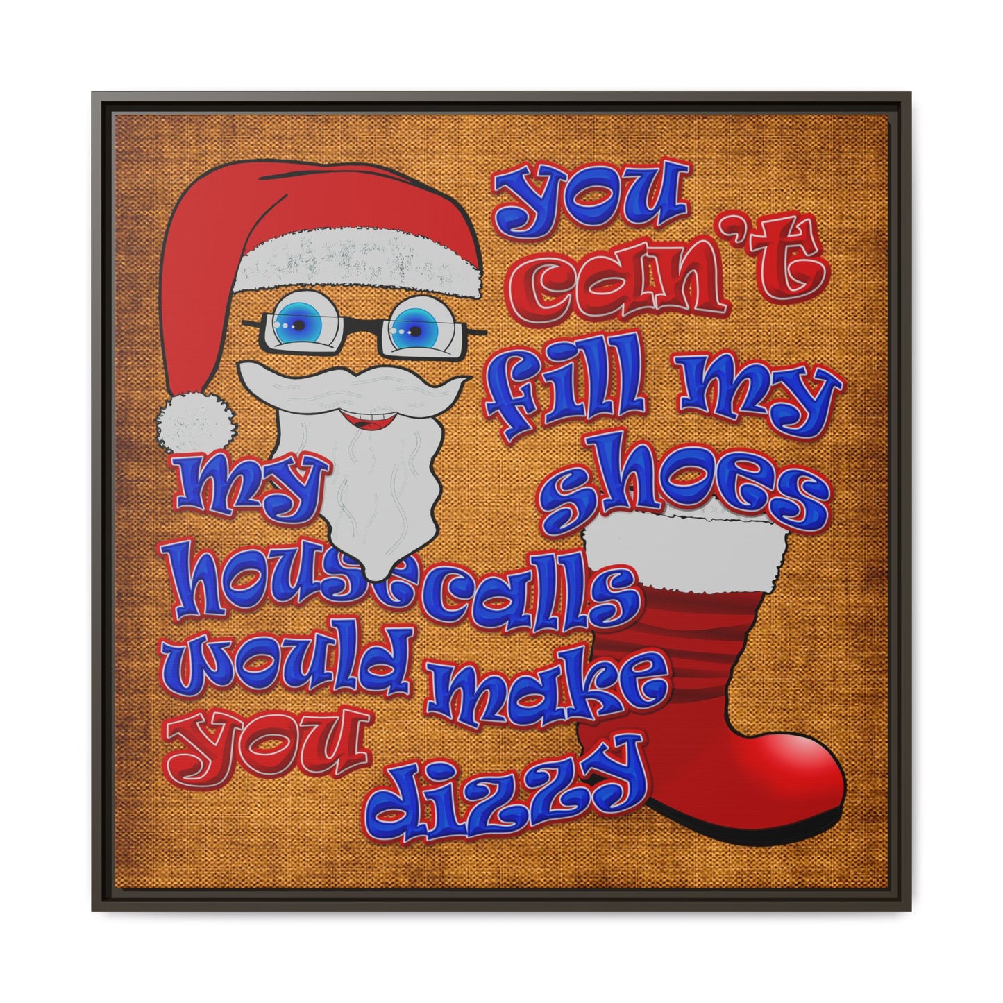 santa's shoes - framed canvas art (brown papyrus)