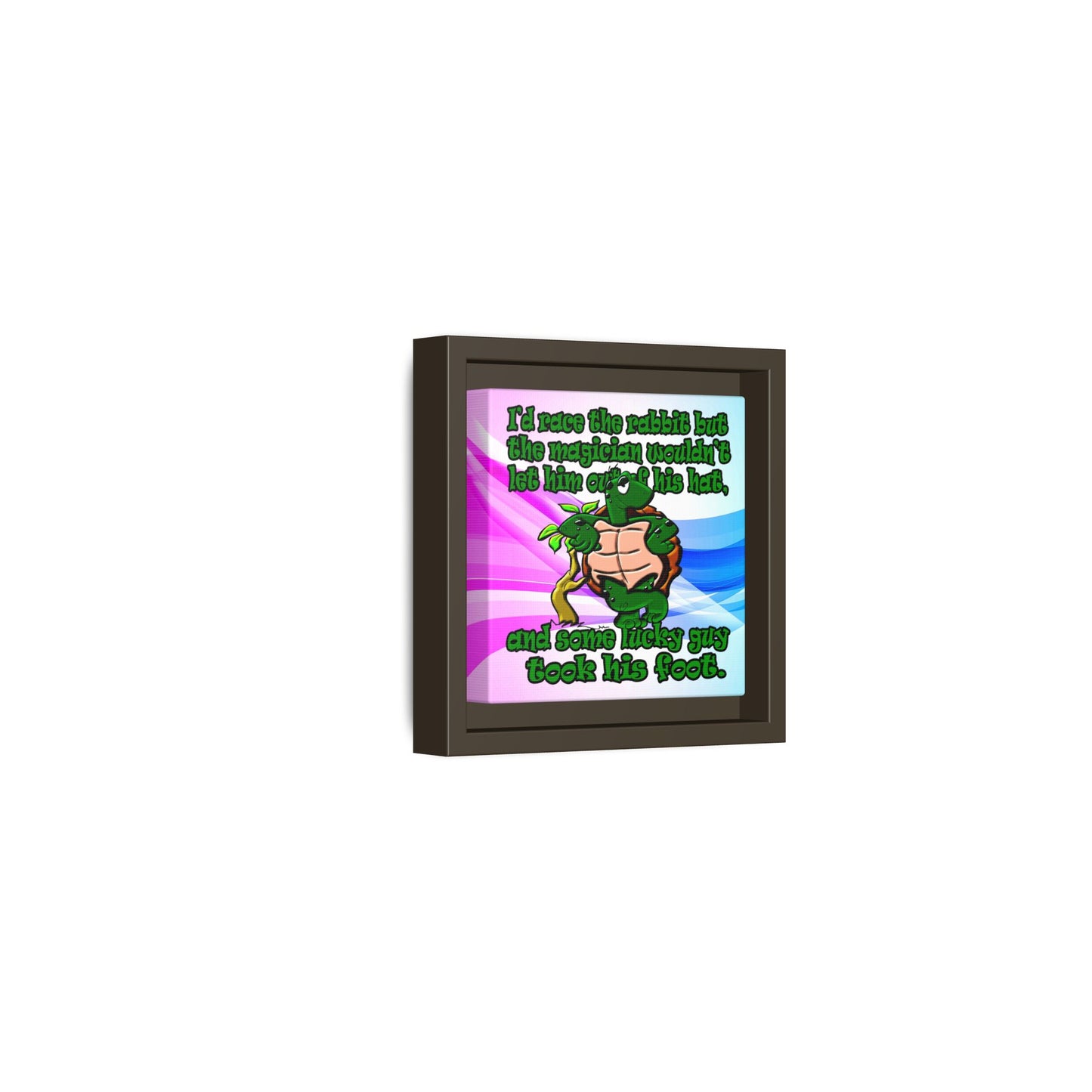 turtle race - framed canvas art (light blue-pink wave)