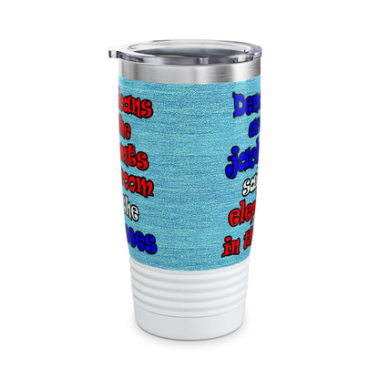 donkeys and elephants - Ringneck Tumbler, 20oz (faded blue)