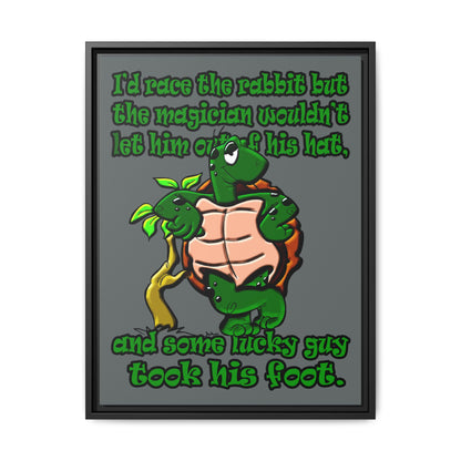turtle race - framed canvas art (dark grey)